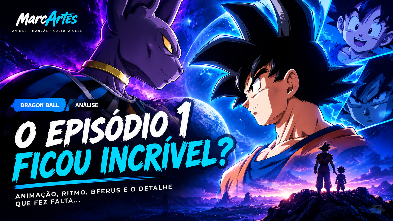 Capa da análise do episódio 1 de Dragon Ball Super: Beerus